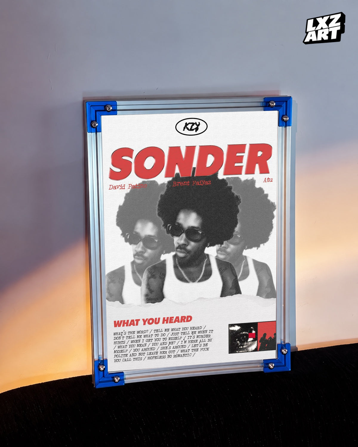 Brent Faiyaz What You Heard Sonder Red Portrait Collage Poster | Unframed Wall Art — LXZART display 3; frame not included
