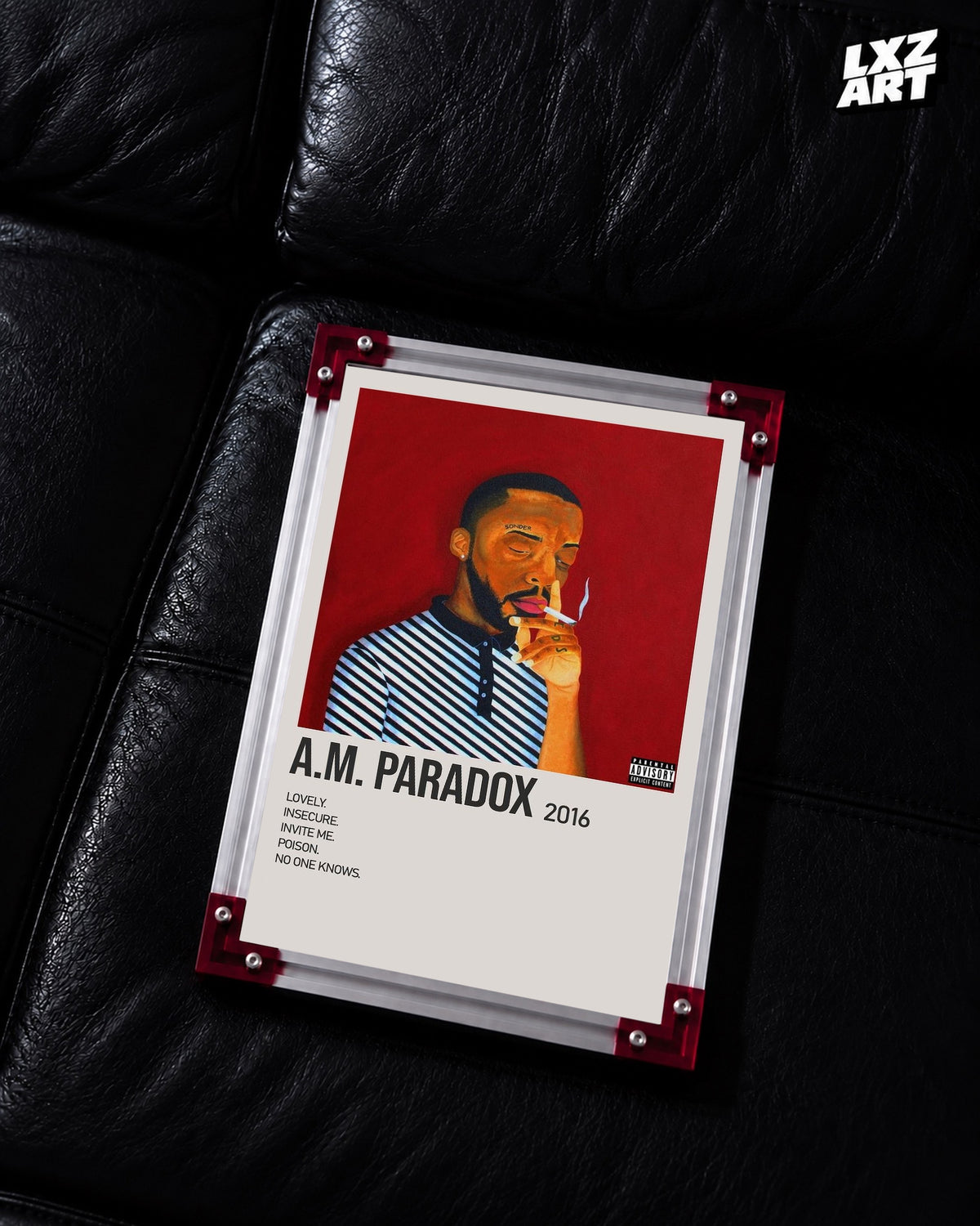 Brent Faiyaz A.M. Paradox Red Portrait Tracklist Poster | Unframed Wall Art — LXZART display 2; frame not included