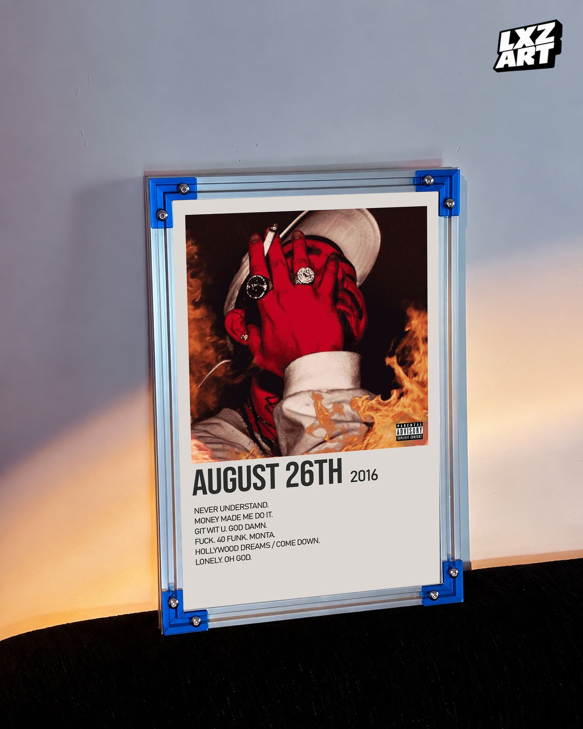Post Malone August 26th Cream Tracklist Poster | Unframed Wall Art — LXZART display 3; frame not included
