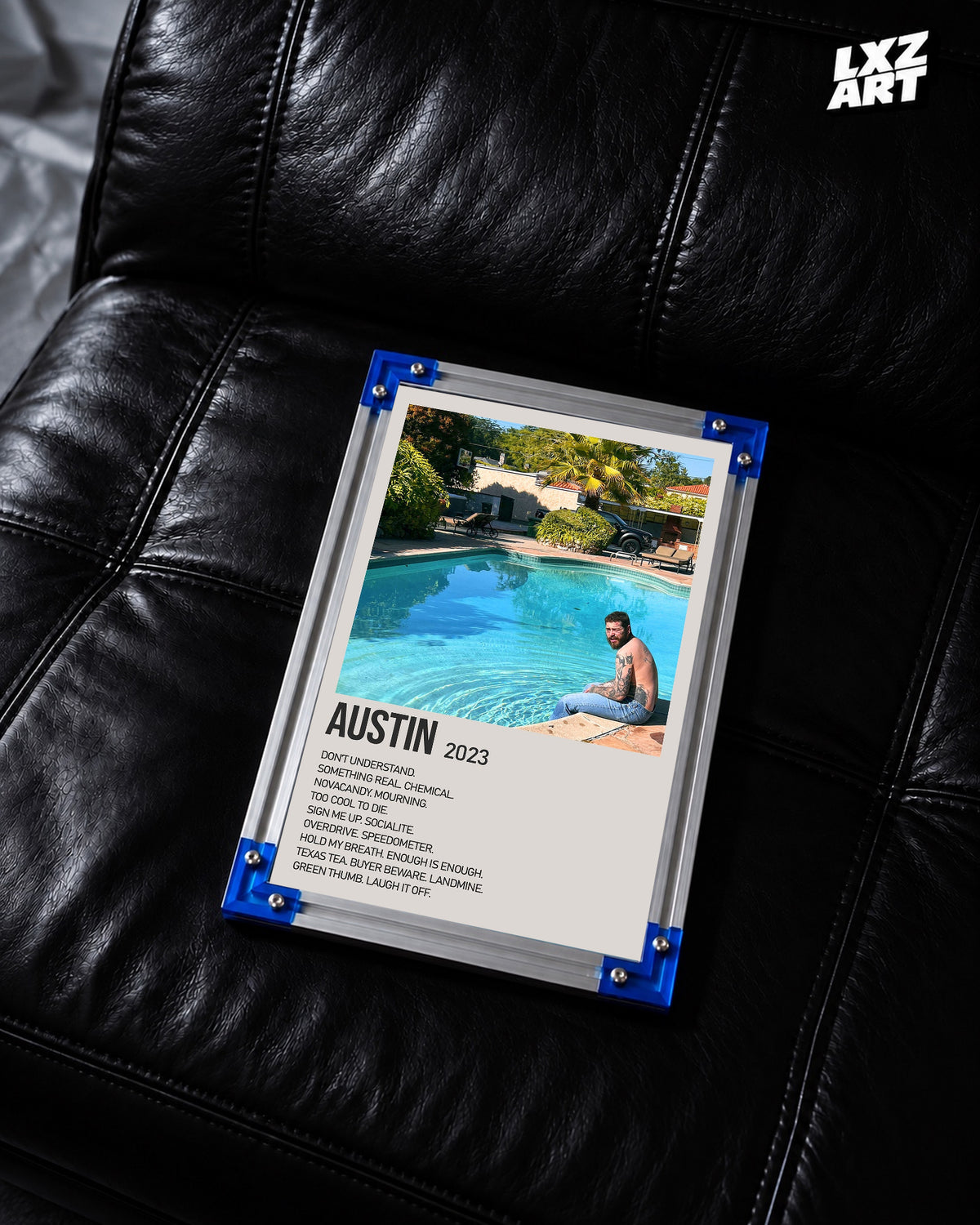Post Malone Austin Poolside Cream Tracklist Poster | Unframed Wall Art — LXZART display 2; frame not included