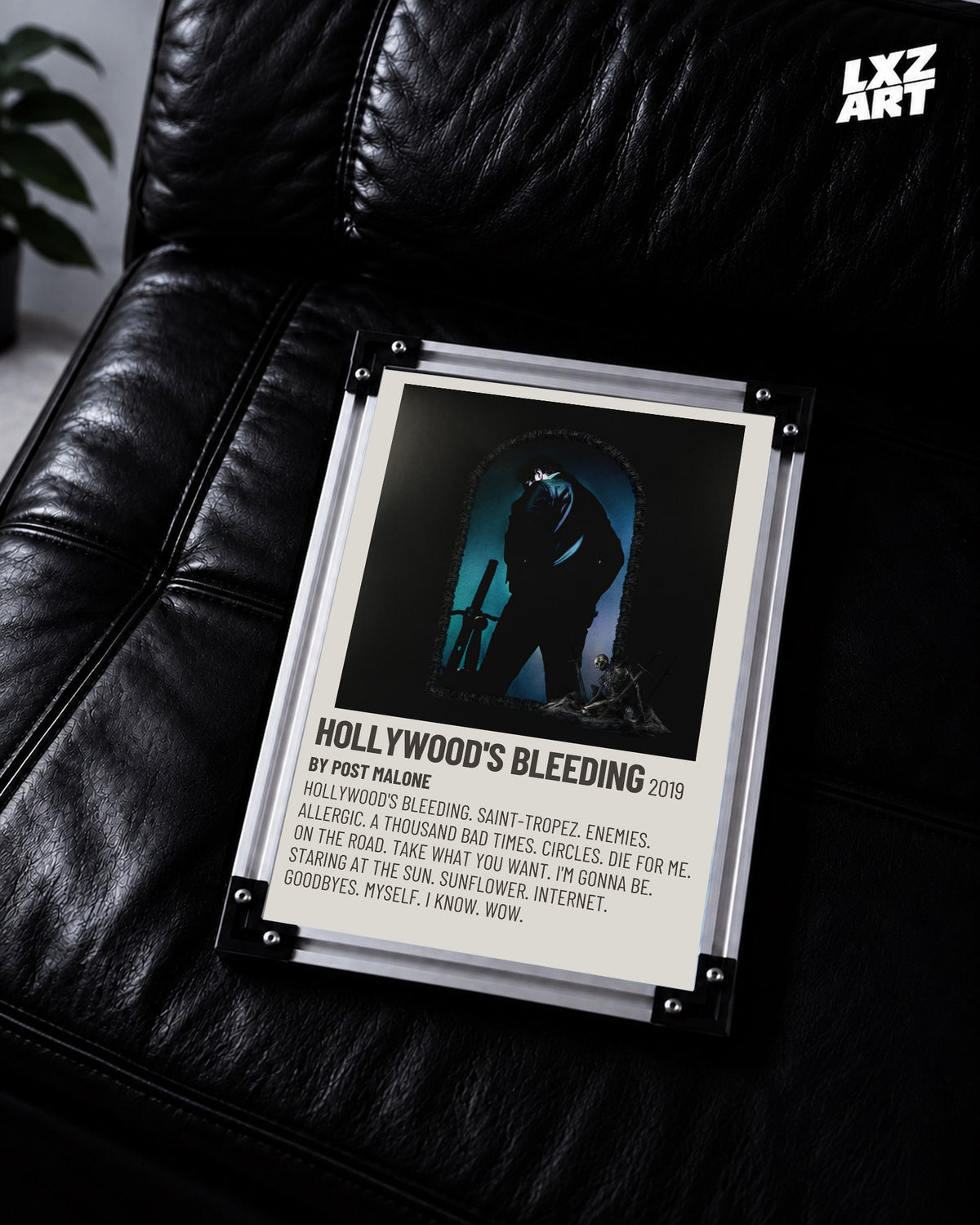 Post Malone Hollywood's Bleeding Cream Tracklist Poster | Unframed Wall Art — LXZART display 2; frame not included