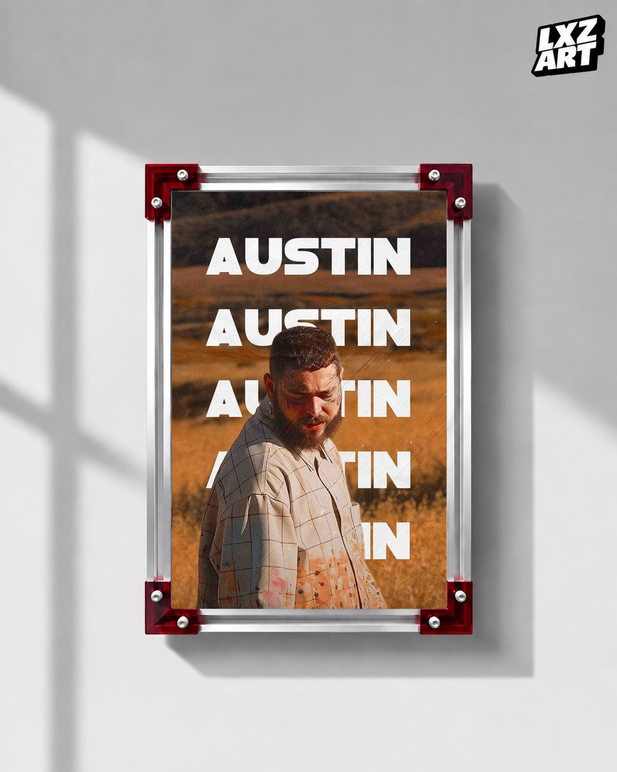 Post Malone Austin Repeated White Title Poster | Unframed Wall Art — LXZART display 1; frame not included