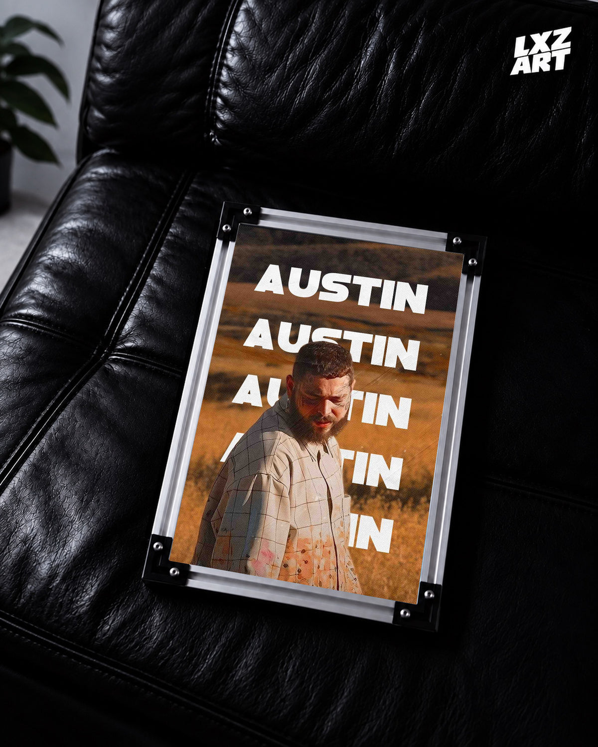 Post Malone Austin Repeated White Title Poster | Unframed Wall Art — LXZART display 2; frame not included