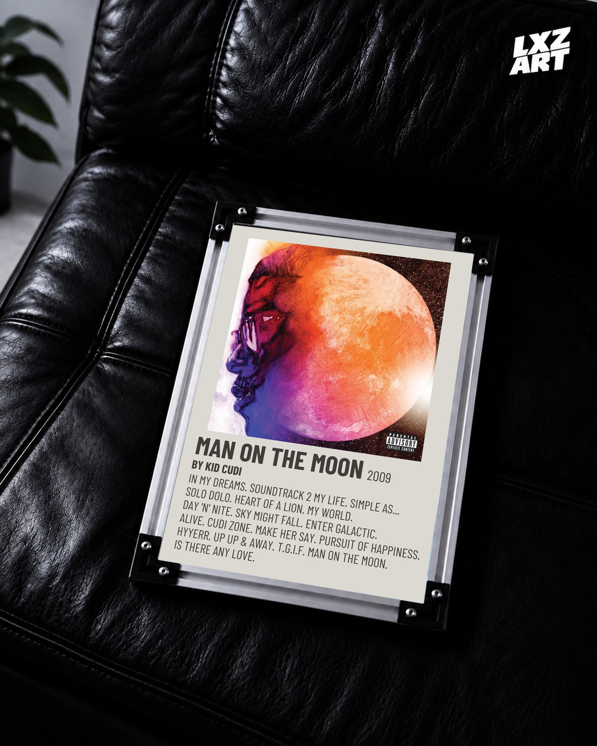 Kid Cudi Man on the Moon: The End of Day Minimal Cream Tracklist Poster | Unframed Wall Art — LXZART display 2; frame not included