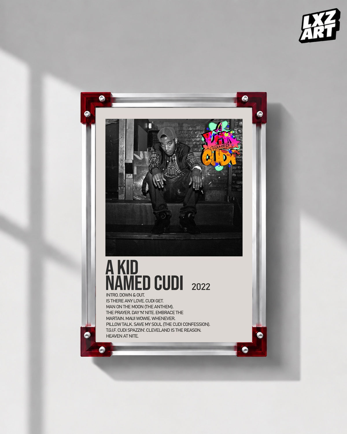 Kid Cudi A Kid Named Cudi Cream Steps Tracklist Poster | Unframed Wall Art — LXZART display 1; frame not included