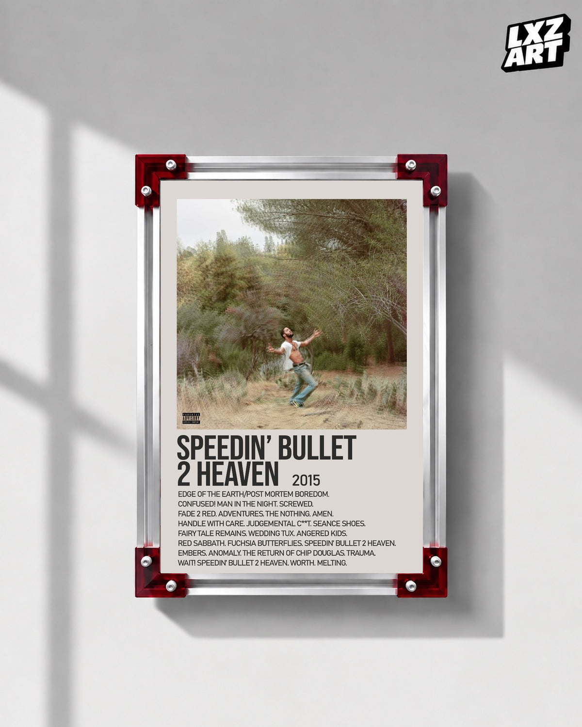 Kid Cudi Speedin’ Bullet 2 Heaven Cream Forest Tracklist Poster | Unframed Wall Art — LXZART display 1; frame not included