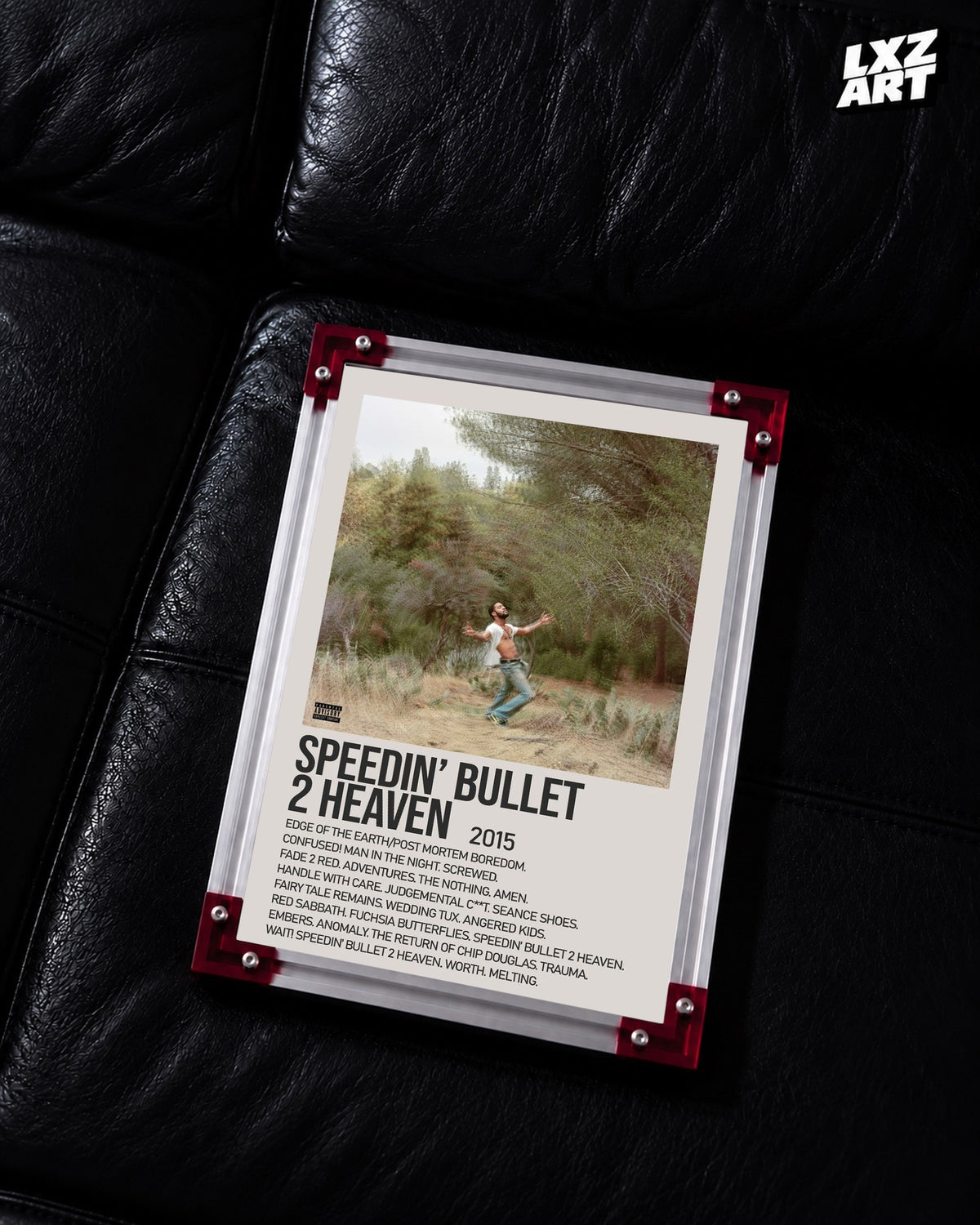Kid Cudi Speedin’ Bullet 2 Heaven Cream Forest Tracklist Poster | Unframed Wall Art — LXZART display 2; frame not included