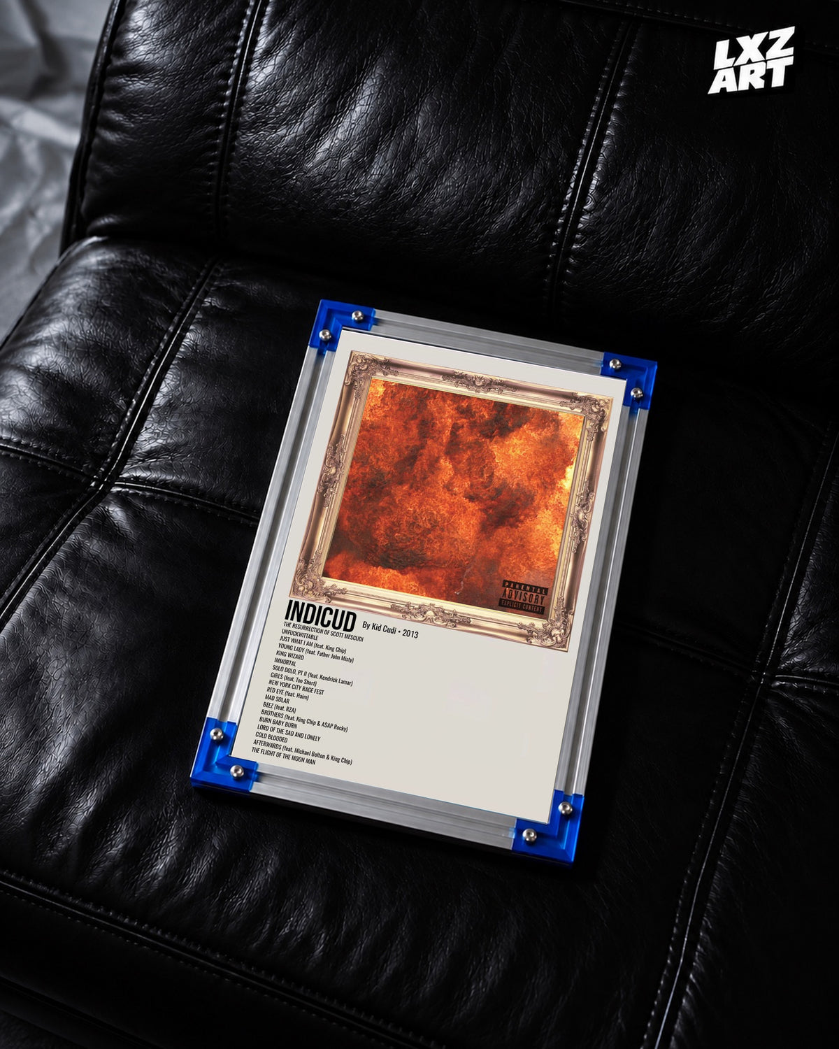 Kid Cudi Indicud Cream Tracklist Poster | Unframed Wall Art — LXZART display 2; frame not included
