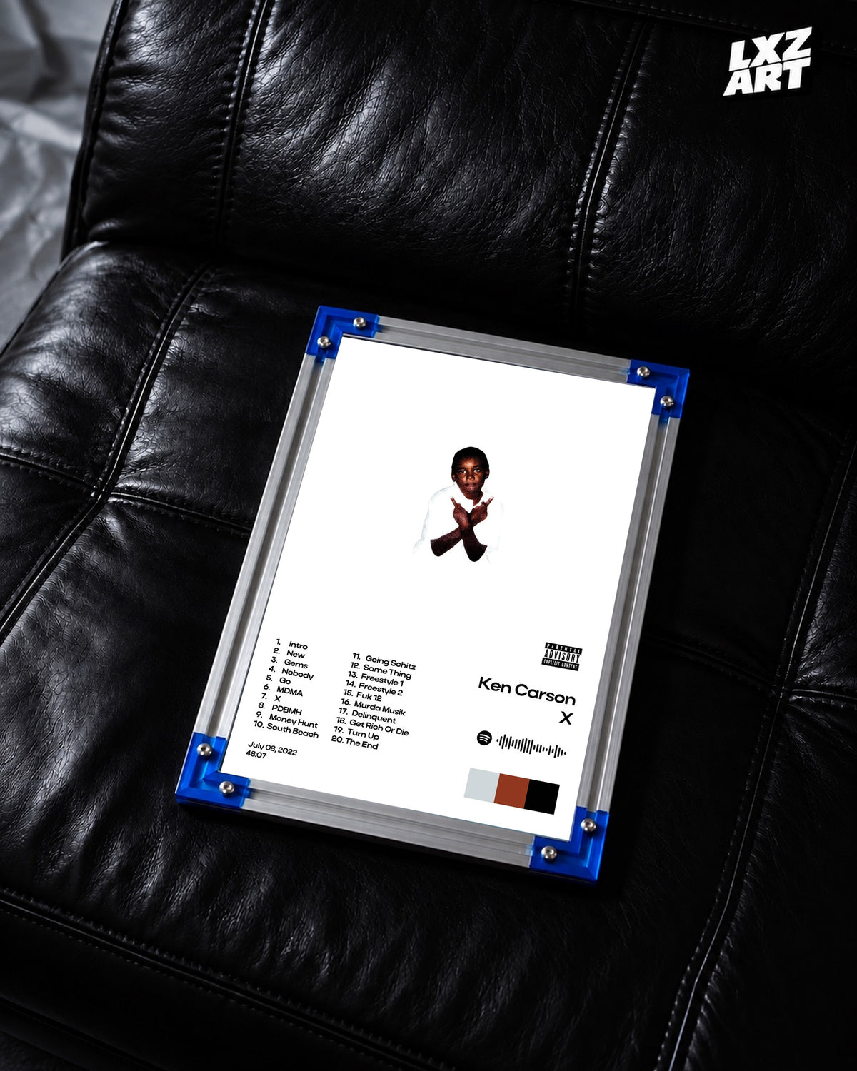 Ken Carson X White Minimal Tracklist Poster | Unframed Wall Art — LXZART display 2; frame not included
