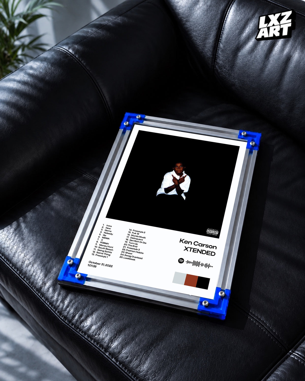 Ken Carson XTENDED White Minimal Tracklist Poster | Unframed Wall Art — LXZART display 2; frame not included