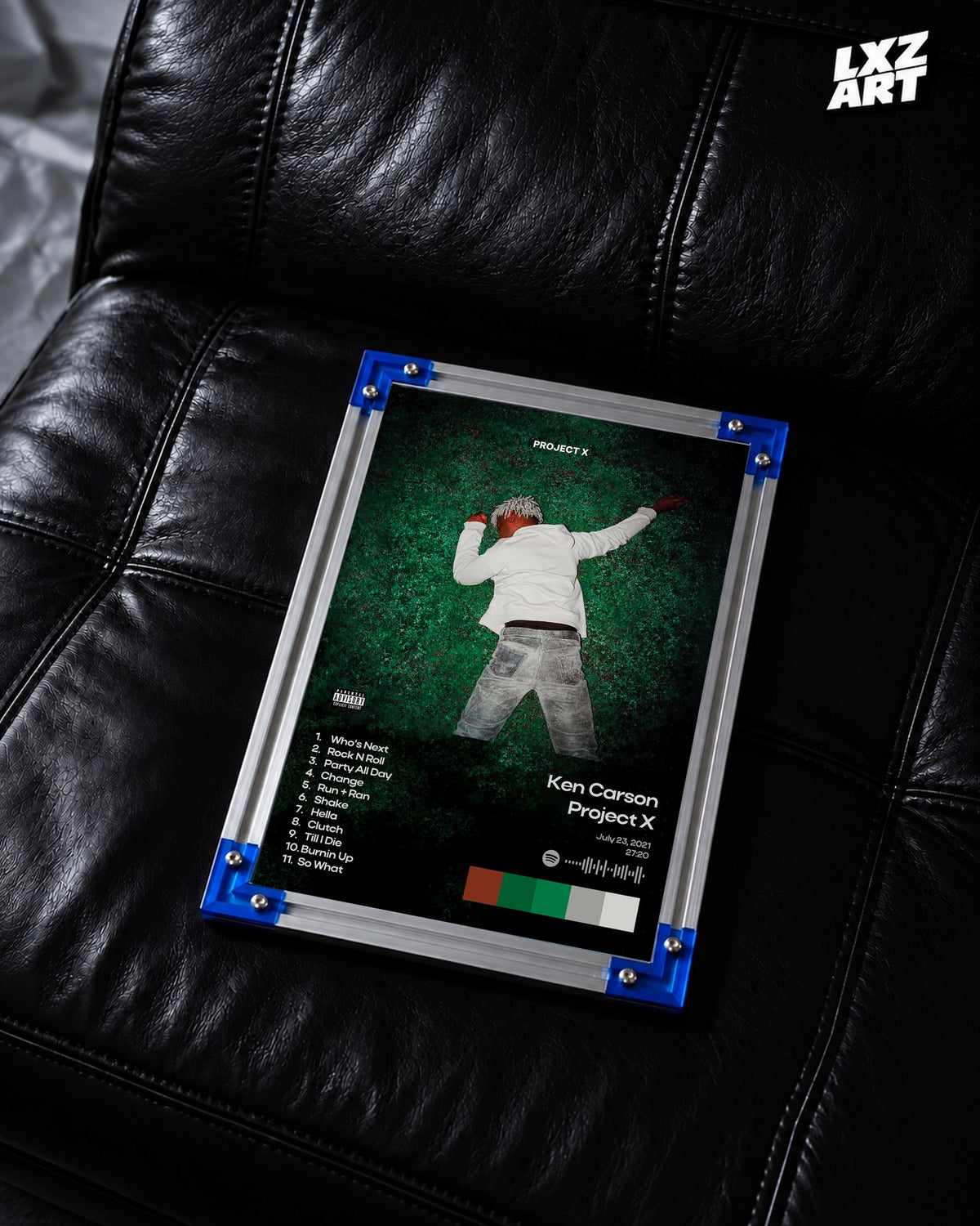 Ken Carson Project X Black Color Palette Tracklist Poster | Unframed Wall Art — LXZART display 2; frame not included