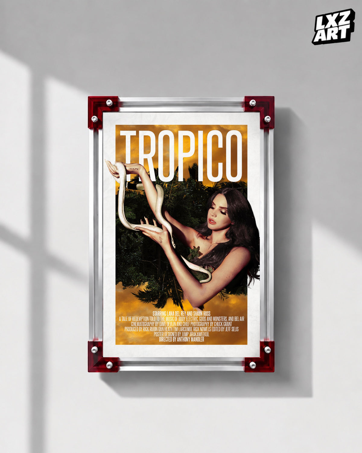 Lana Del Rey Tropico Snake Portrait Film Poster | Unframed Wall Art — LXZART display 1; frame not included