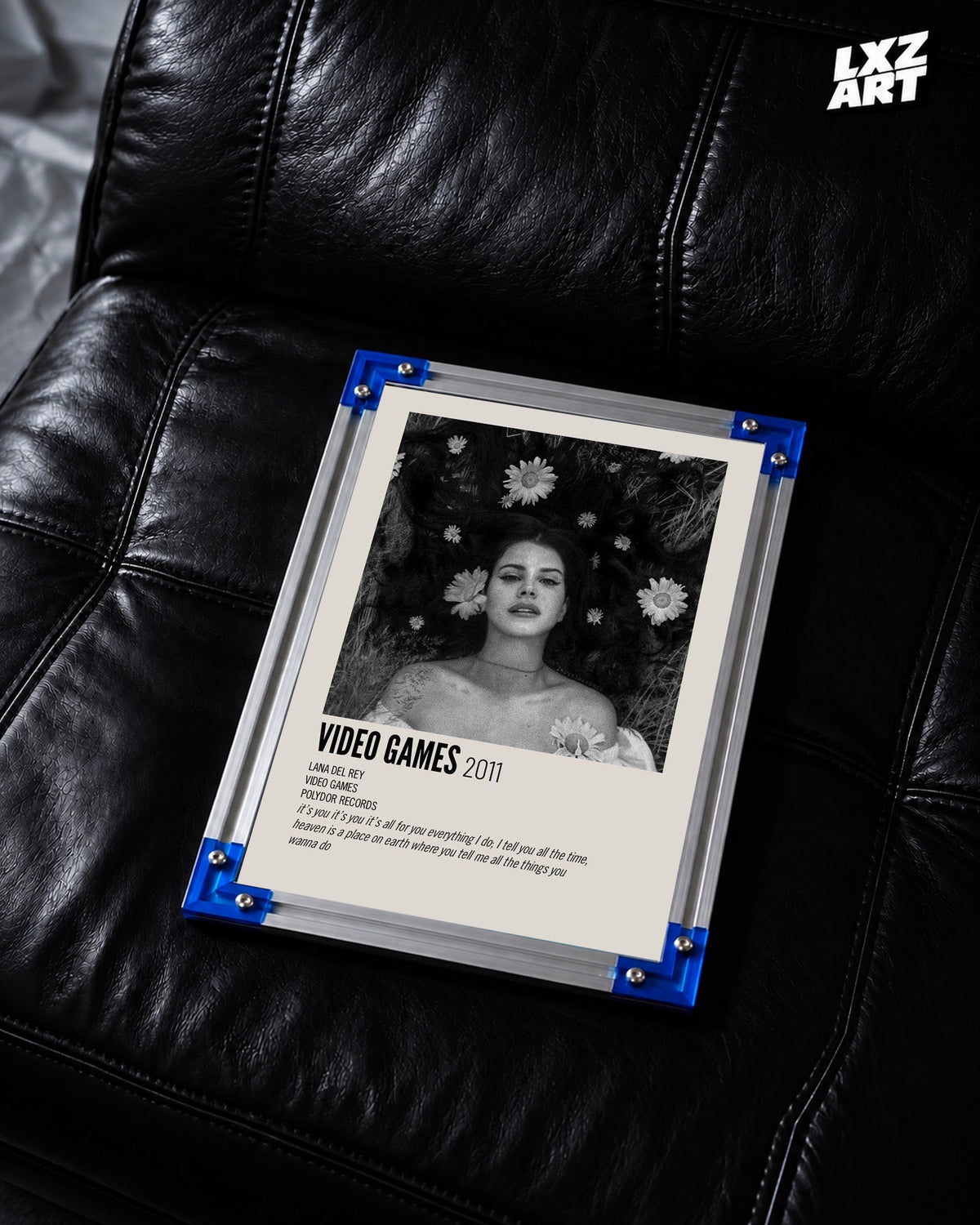 Lana Del Rey Video Games Monochrome Floral Portrait Poster | Unframed Wall Art — LXZART display 2; frame not included