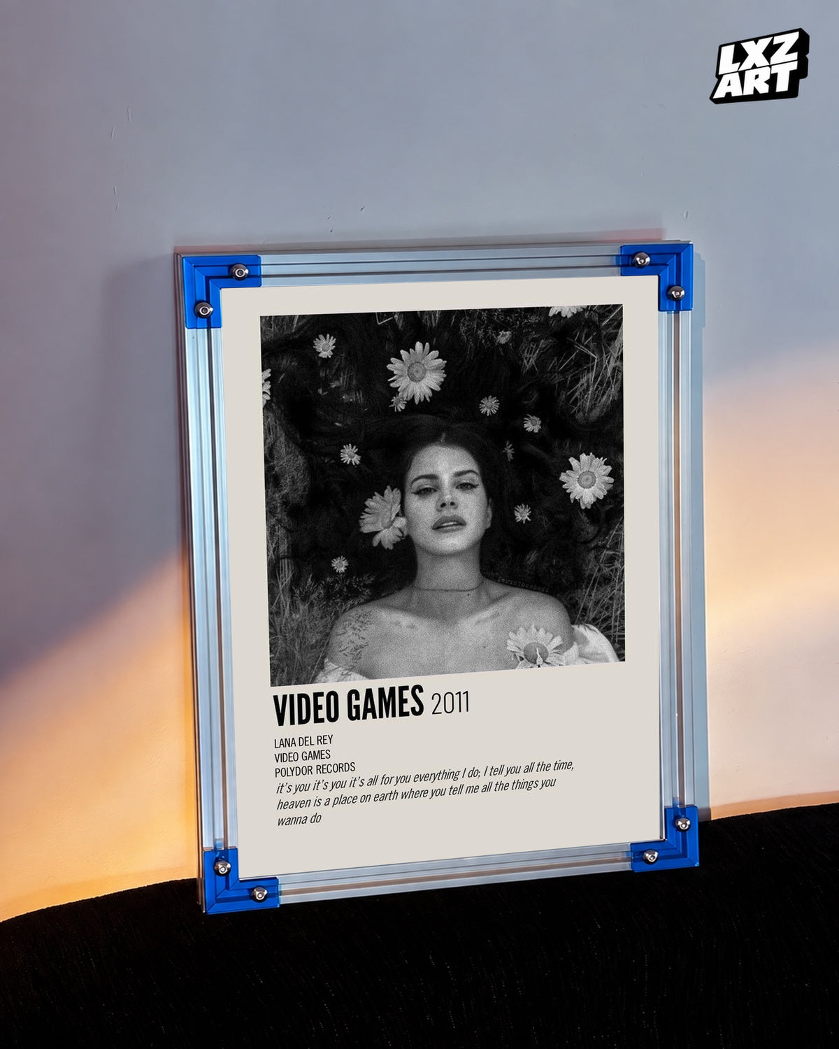 Lana Del Rey Video Games Monochrome Floral Portrait Poster | Unframed Wall Art — LXZART display 3; frame not included