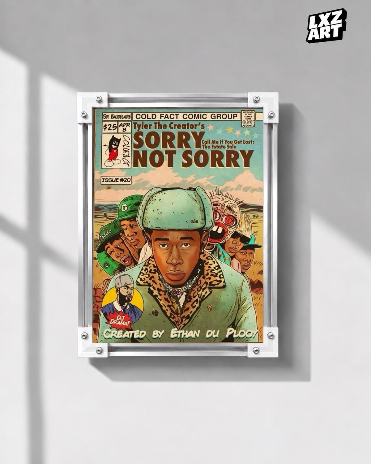 Tyler, The Creator Sorry Not Sorry Edition Poster — gray wall front view; frame for display only