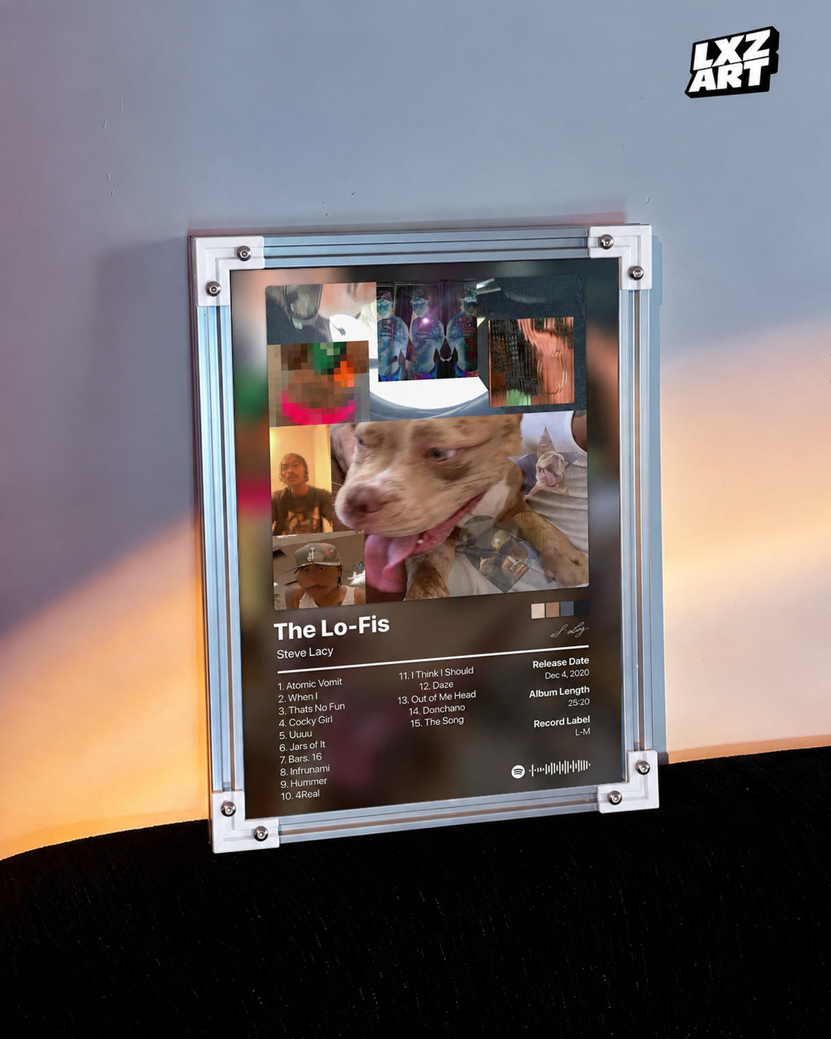 Steve Lacy The Lo-Fis Tracklist Poster — warm light wall; frame for display only