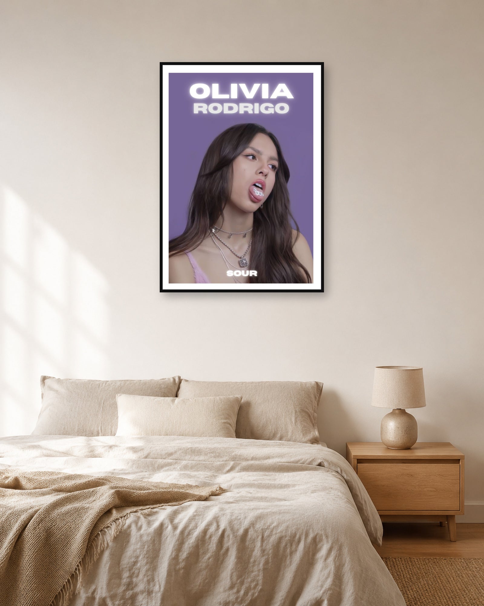 Olivia Rodrigo SOUR Purple Portrait Album Poster | Unframed Wall Art - bedroom mockup