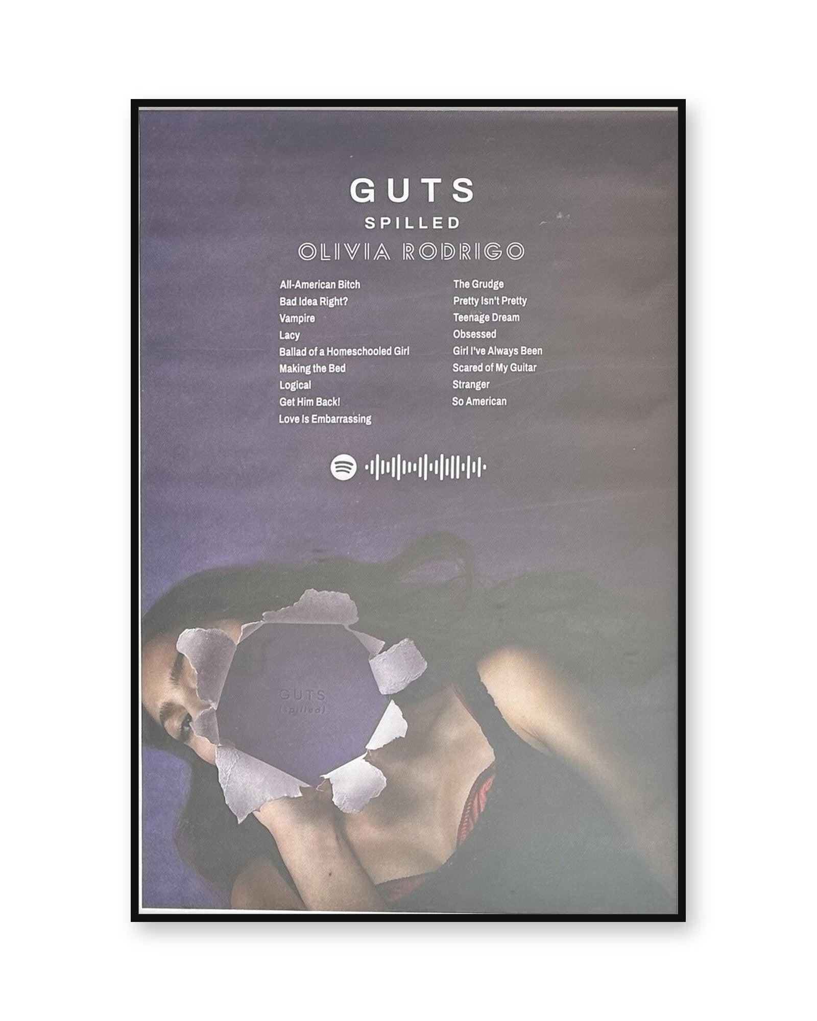 Olivia Rodrigo GUTS (spilled) Deluxe Tracklist Album Poster | Unframed Wall Art - white background product image