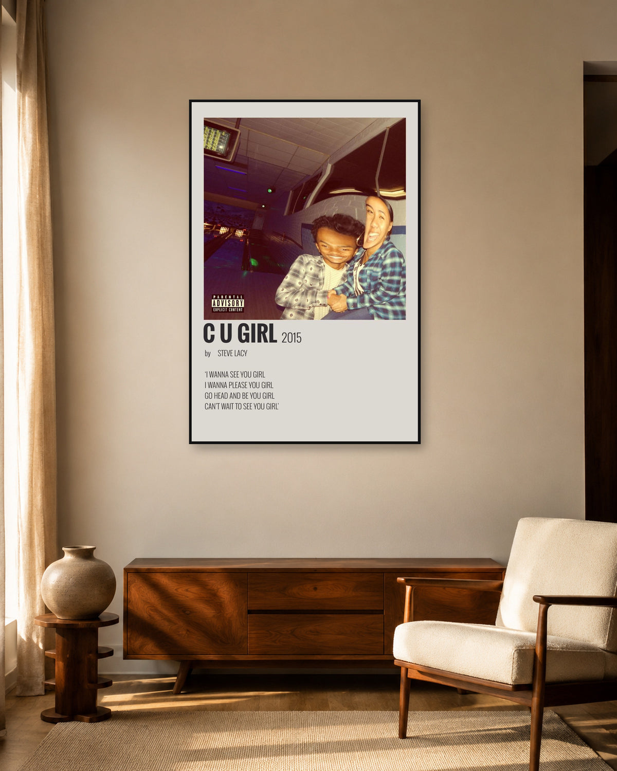 Steve Lacy C U Girl Cream Photo poster — warm mid-century living room display