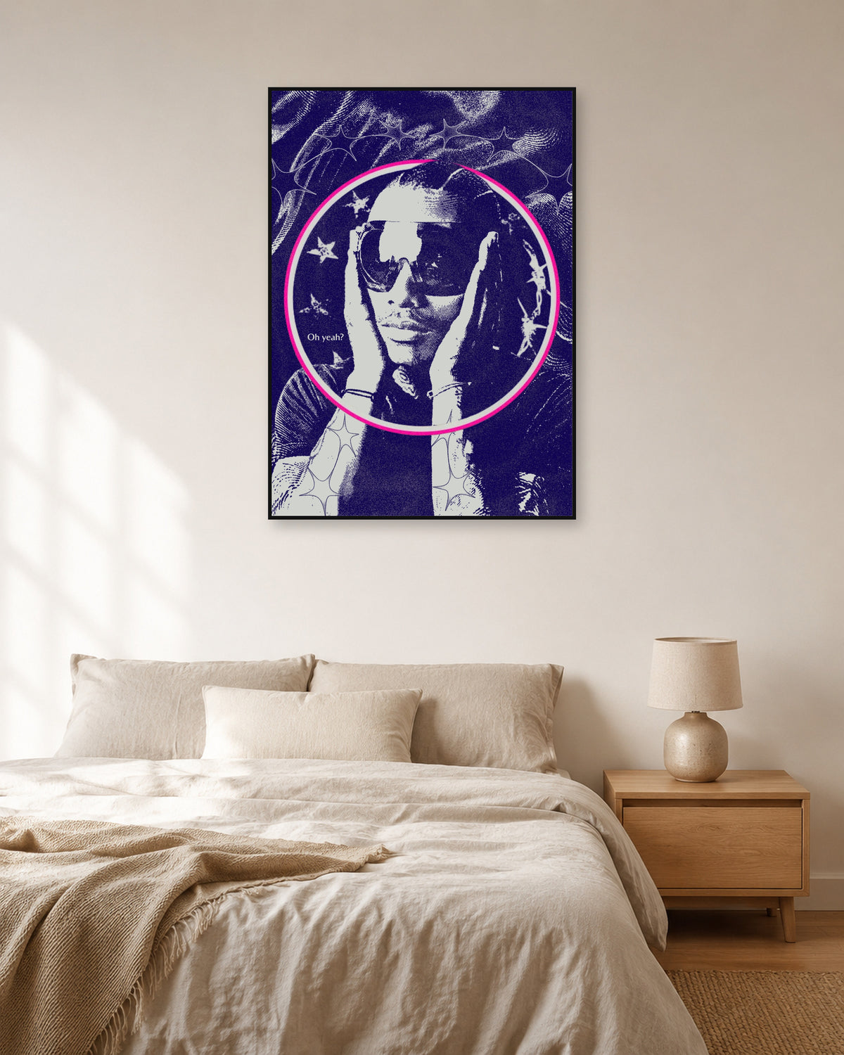 Steve Lacy Oh yeah? Indigo Halo poster — natural-light bedroom display