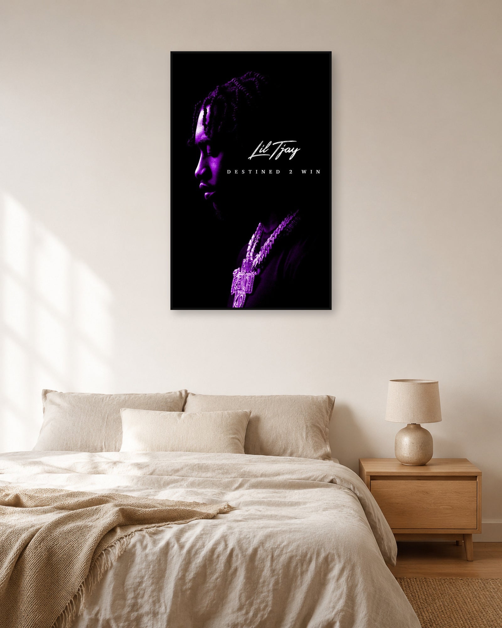 Lil Tjay Destined 2 Win Purple Profile poster — natural-light bedroom display