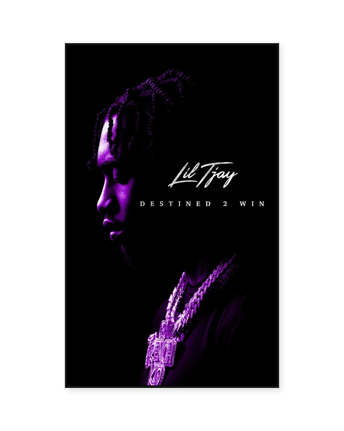 Lil Tjay Destined 2 Win Purple Profile poster — front view in a thin black display frame