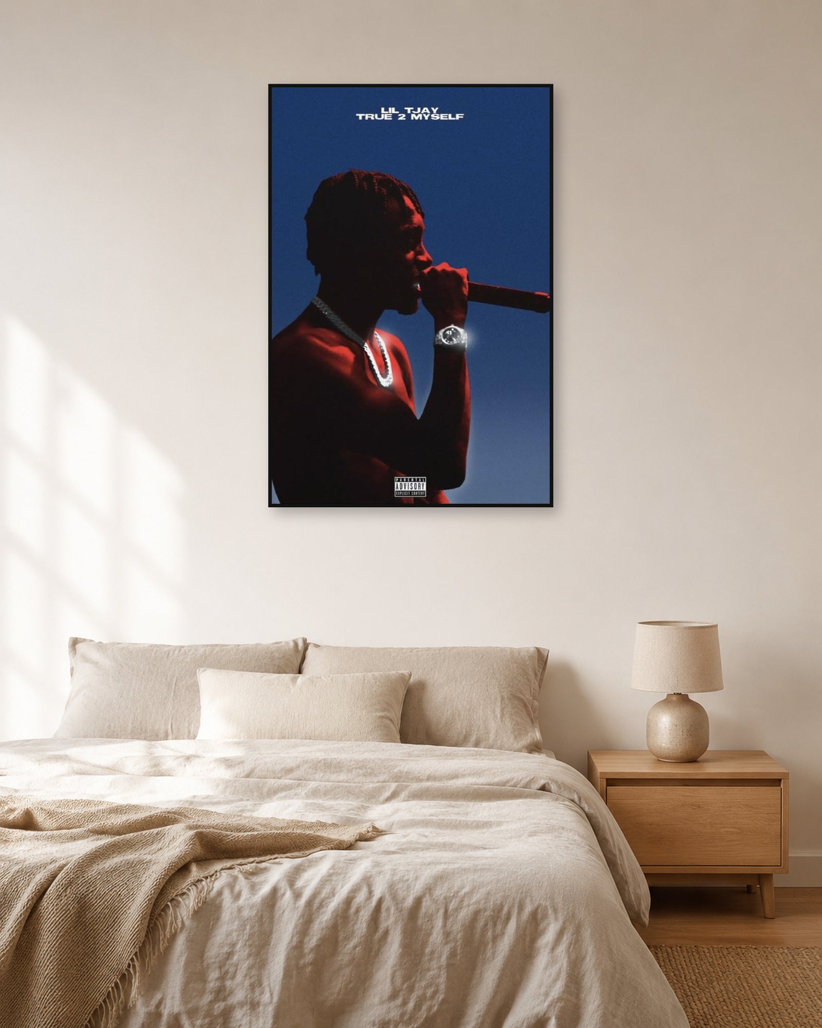 Lil Tjay True 2 Myself Blue Performance poster — natural-light bedroom display