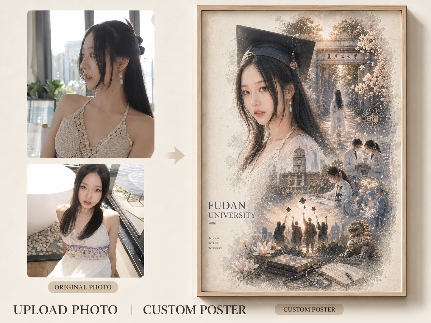 Custom portrait poster example made from uploaded photos