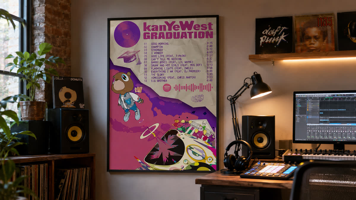Music poster in a studio room